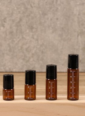 迷你精油刻度瓶玻璃滚珠1ml-5ml精油香水走珠瓶分装旅行便携