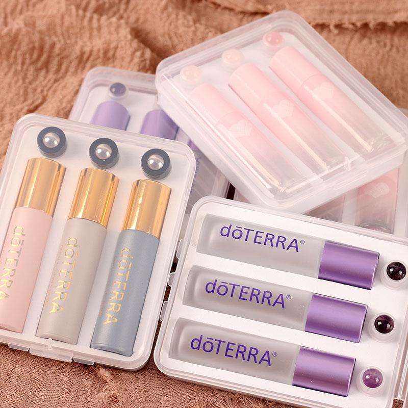 3支装梦幻紫水晶精油滚珠瓶香水分装瓶玻璃走珠空瓶钢珠宝石头