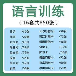 ABA个训教具卡片 自闭症康复教材 语言发育语迟儿童特教训练全套