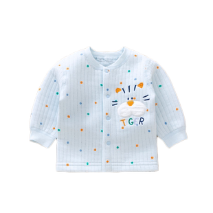 秋冬婴幼儿纯棉保暖上衣男童女童加厚秋衣新生儿全棉内衣宝宝秋装