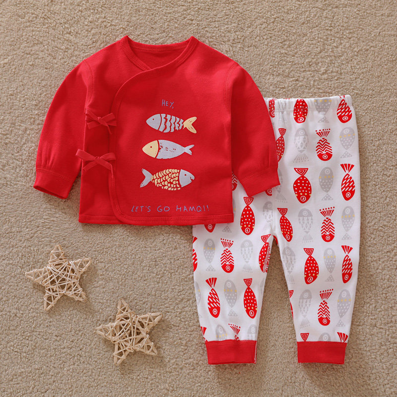 新生儿和尚服秋冬纯棉衣服初生婴儿大红色内衣套装男女宝宝满月服