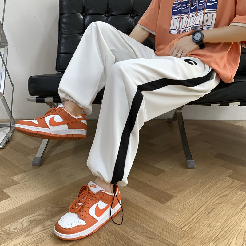 冰丝阔腿裤男夏季薄款直筒宽松美式hiphop裤子高街,男装休闲裤,星座308B-2