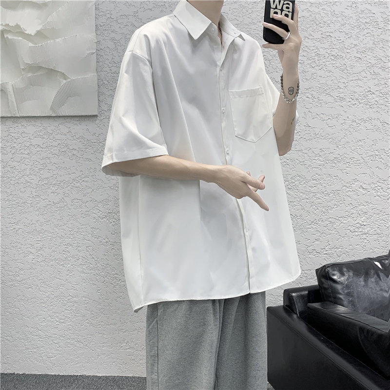 夏季短袖衬衫男白色潮流宽松班服（领带另加）CS709,男装衬衫,星座308B-2