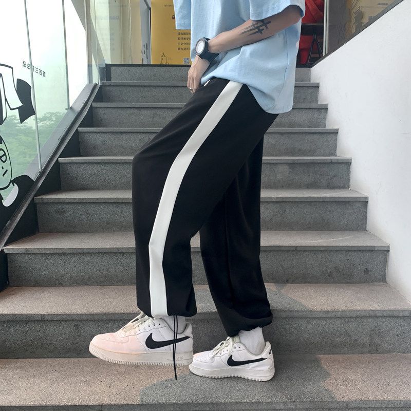 冰丝阔腿裤情侣裤男夏季薄款直筒宽松美式hiphop裤高街,女装休闲裤,星座308B-2
