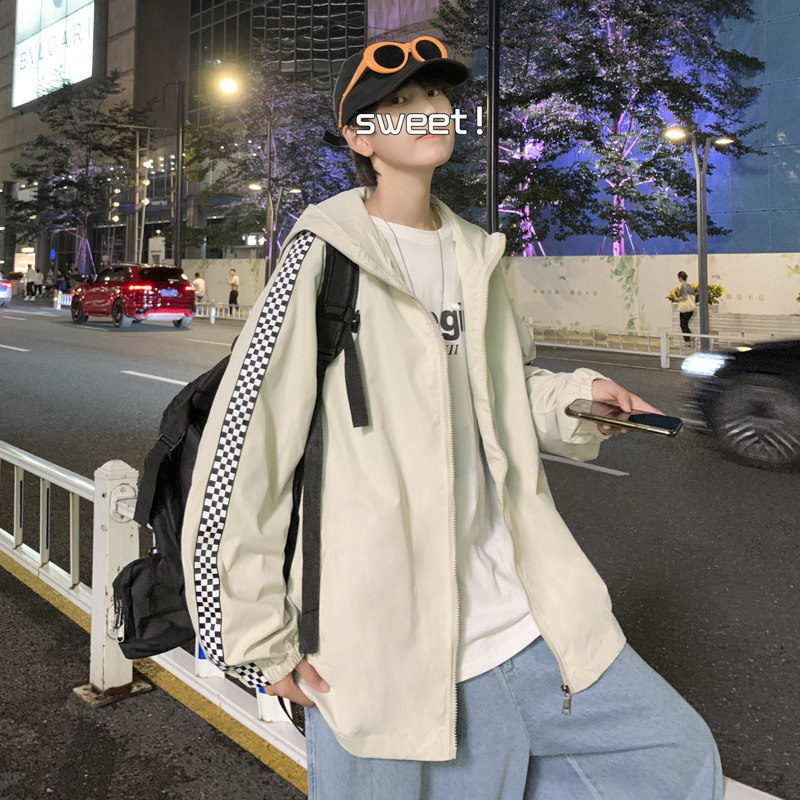 JK3083秋装新款格子撞色夹克男宽松外套韩版连帽上衣JK015-P45,男装夹克,星座308B-2