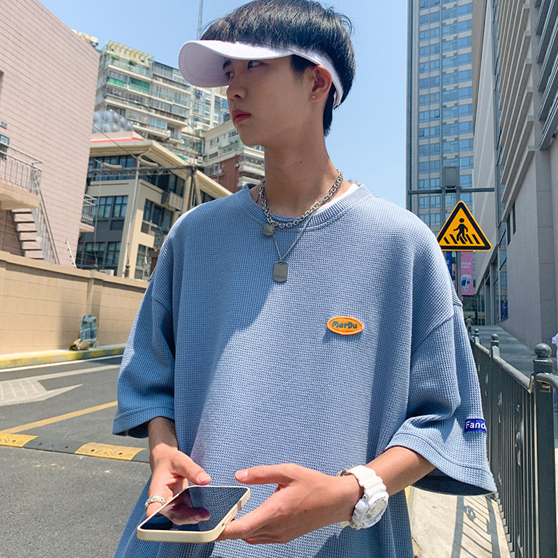 T60072港风ins短袖t恤男大码宽松慵懒风上衣夏季半袖衫T164图片
