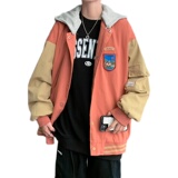 棒球服男春秋潮牌宽松拼接夹克港风潮流连帽休闲上衣JK0B10-P55，男装夹克，星座308B-2