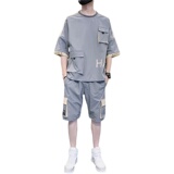 高品质工装套装男帅气夏季大码男装一套搭配运动夏装TZ12-P88，男装休闲套装，星座308B-2