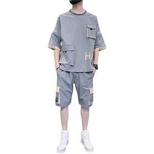 高品质工装套装男帅气夏季大码男装一套搭配运动夏装TZ12-P88图片