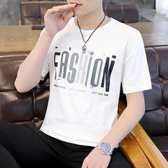 Summer men's short sleeve T-shirt new fashion brand cotton loose 5-sleeve T-shirt