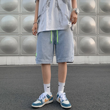 牛仔短裤男系带宽松夏天薄款男士运动中裤潮五分裤男N77，男装牛仔裤，星座308B-2