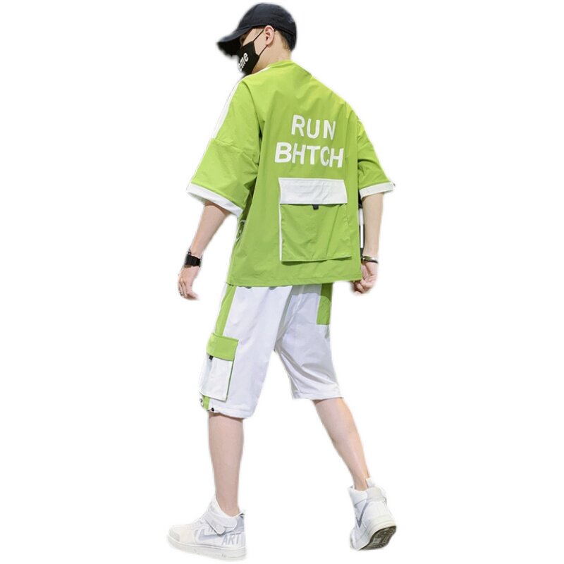 高品质工装套装男帅气夏季大码男装一套搭配运动夏装TZ12-P88,男装休闲套装,星座308B-2