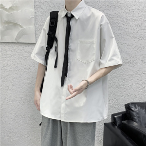 夏季短袖衬衫男白色潮流宽松班服（领带另加）CS709图片