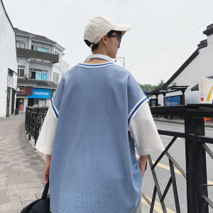 假两件短袖T恤男潮牌ins夏季港风宽松上衣服嘻哈半袖体恤T165图片