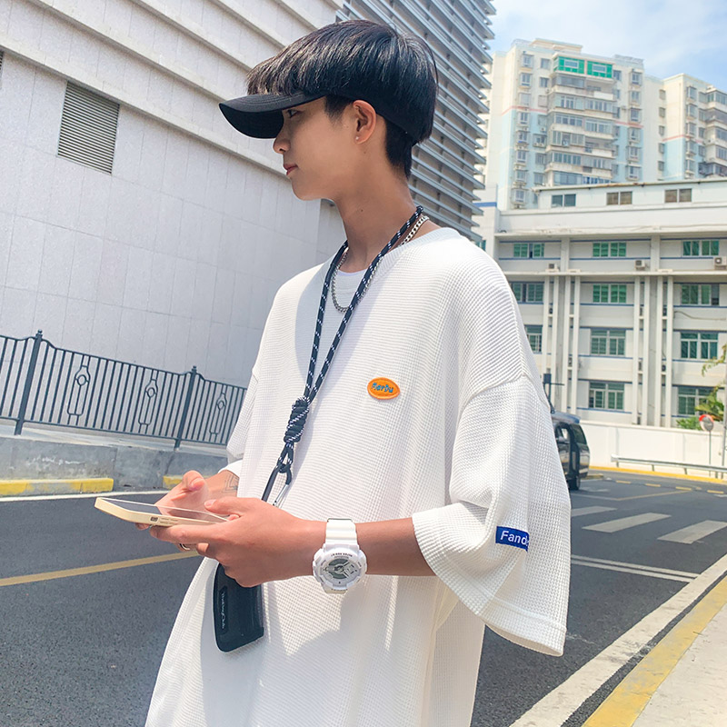 T60072港风ins短袖t恤男大码宽松慵懒风上衣夏季半袖衫T164,男装T恤,星座308B-2