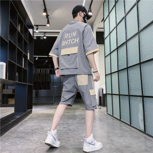 高品质工装套装男帅气夏季大码男装一套搭配运动夏装TZ12-P88图片