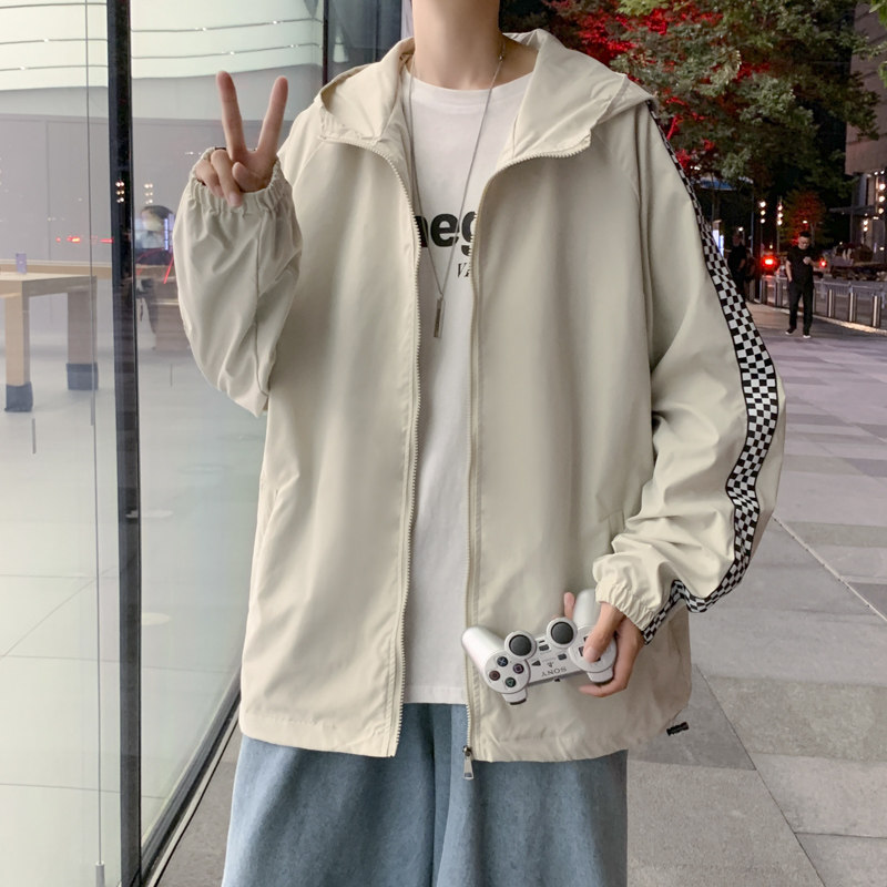 JK3083秋装新款格子撞色夹克男宽松外套韩版连帽上衣JK015-P45,男装夹克,星座308B-2