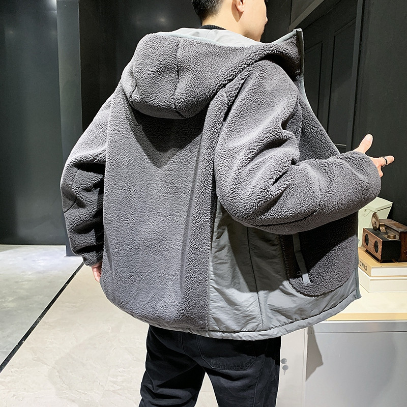 秋季羊羔毛加厚夹克男休闲连帽潮牌情侣外套MY012-P115,男装棉衣,星座308B-2