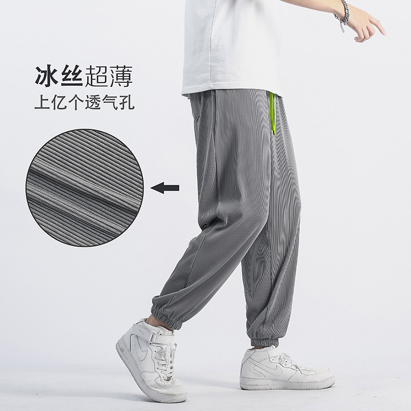 九分裤男夏季薄款抽绳宽松阔腿潮牌ins新款休闲裤子图片