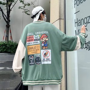 外套夹克男春秋季vintage宽松棒球领大码港风男装JK09072-P45图片