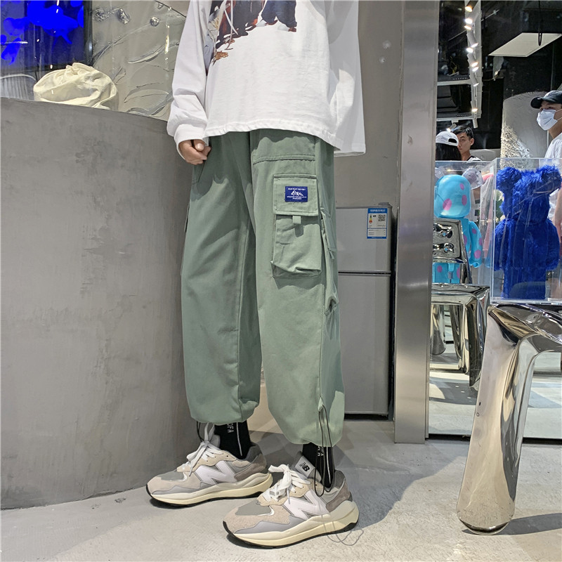 工装裤子男潮流宽松大口袋休闲裤潮牌阔腿抽绳束脚裤K03006-P35,男装休闲裤,星座308B-2