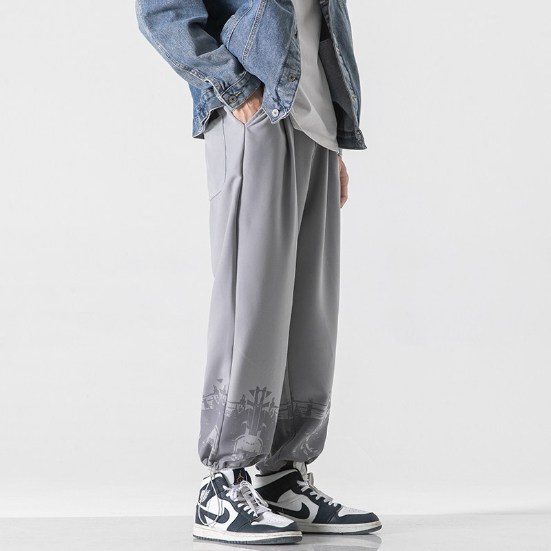 港风休闲裤男潮牌印花束脚裤K02114-P45,男装休闲裤,星座308B-2