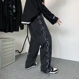 美式炸街牛仔裤秋新款阔腿烟管长裤设计感绑带嘻哈潮N088-P55，男装牛仔裤，星座308B-2
