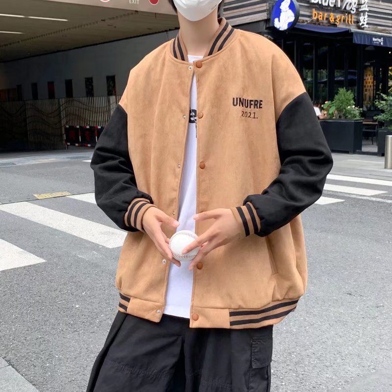 外套夹克男春秋季vintage宽松棒球领大码港风男装JK09075-P45,男装夹克,星座308B-2