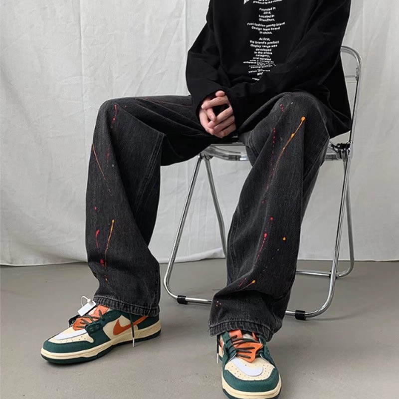 牛仔裤男古着vintage甩漆高街美式裤子N0269-P40,男装牛仔裤,星座308B-2