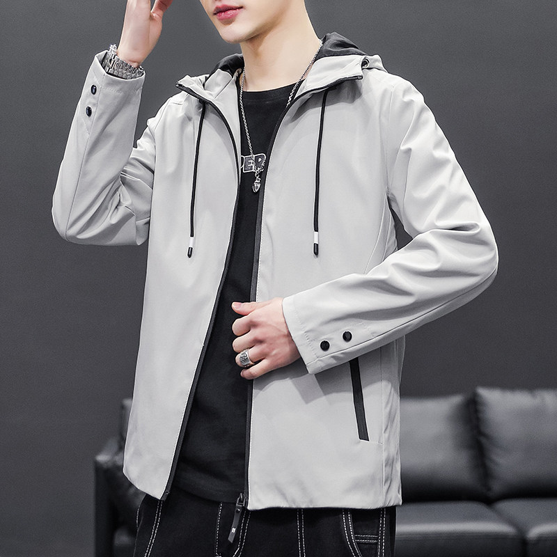 Spring new coat men's Korean fashion casual Hooded Jacket