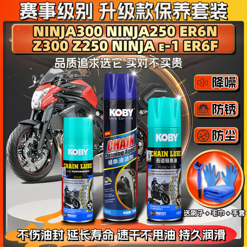 适用川崎NINJA e-1 Z300/250 ER6N/F链条油蜡润滑清洗剂保养套装