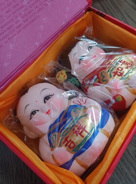 正宗无锡惠山泥人礼品泥娃娃 手工艺品 大吉祥如意摆件送礼盒礼袋