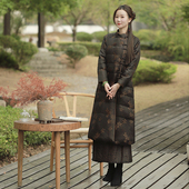 提花缎香云纱加厚羽绒服中式 柑香素染 绘梦 外套棉衣90白鹅绒冬女