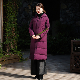 新款 兰馨 冬季 盘扣外套女装 原创设计羽绒服白鹅绒连帽加厚中式