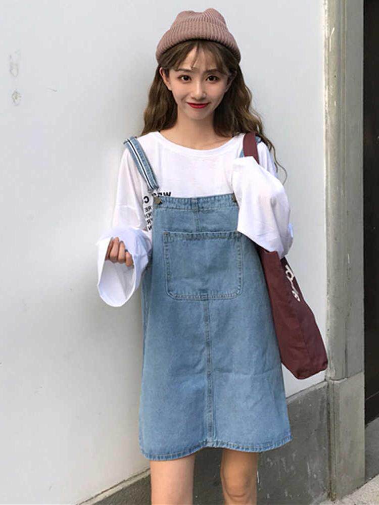 Korean Edition Versatile Easy Show thin cowboy Suspender skirt Spring Women's wear new pattern student Sleeveless Dress 2019in the Women's clothing/Boutique , Dress  category - from Buy2taobao.com to provide professional Taobao agent buy service