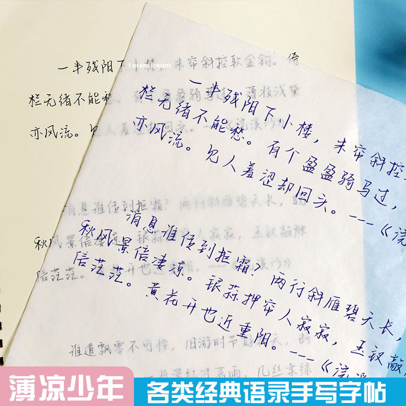薄凉少年 清新秀丽女生字帖文艺字体小确幸大学生网红手写练字本