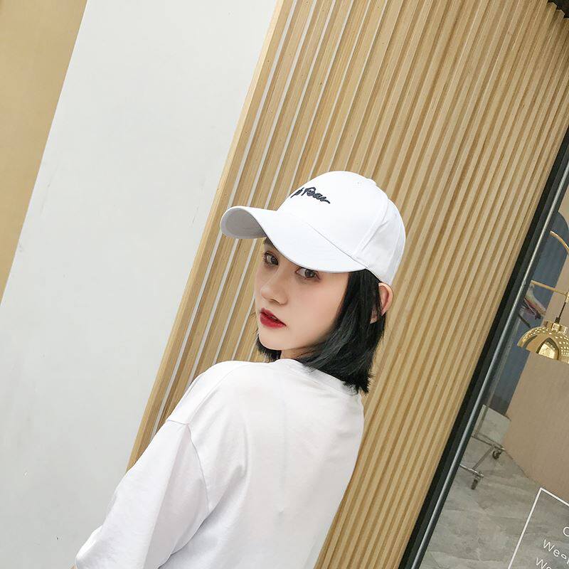 鸭舌帽 女甜美大学生黑白色白帽子粉红色超火夏款春款时尚纯黑