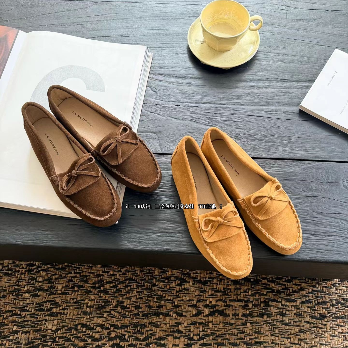 CHIC 2025new arriv：秋冬芭蕾风蝴蝶结小单鞋真皮乐福鞋平底鞋