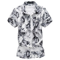 New trendy printed men's wear 2026 summer short-sleeved floral shirts for men, plus-size shirts for young people, and floral tops thumbnail 8