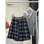 新款 女复古高腰显瘦a字五分裤 气质时尚 阔腿裤 潮 格纹西装 2026夏季