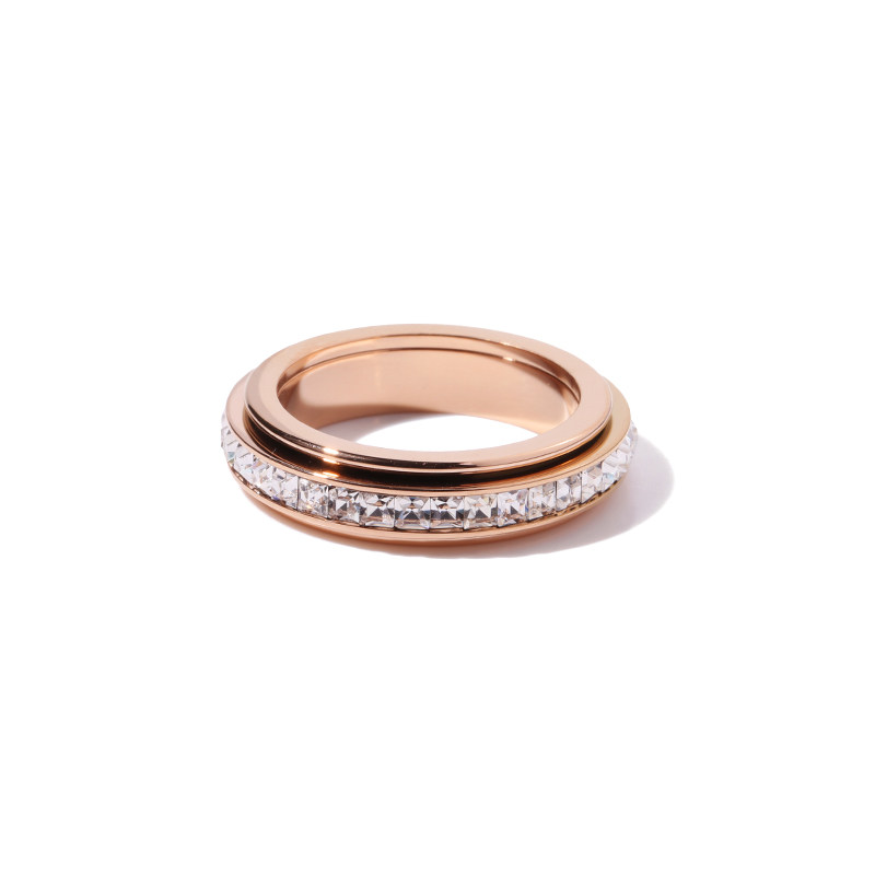 ROTATABLE  JAPANESE AND KOREAN PERSONALITY HIPSTER RINGS TITANIUM STEEL ROSE GOLD INDEX FINGER RINGS INTERNET CELEBRITIES SIMPLE STUDENT TEMPERAMENT TRENDY BRANDS
