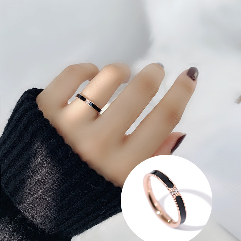 KOREAN VERSION OF TITANIUM STEEL INDEX FINGER RING FEMALE TIDE PERSON MALE TAIL RING SIMPLE ROSE GOLD COUPLE RING LETTERING CUSTOM PERSONALIZED