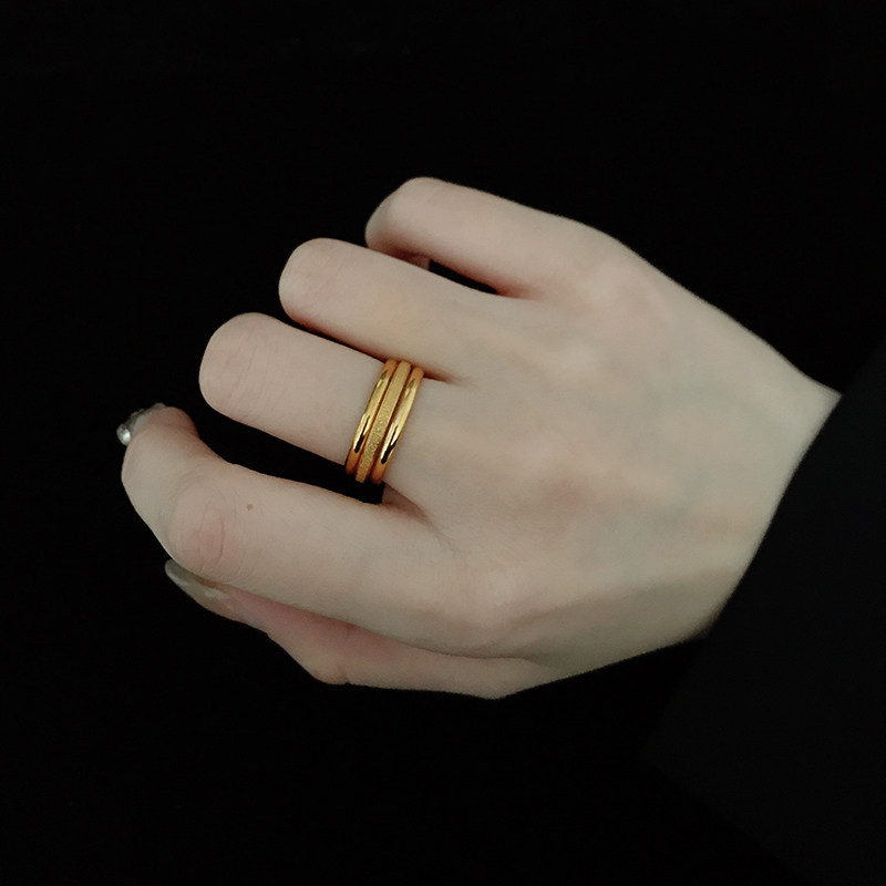 SANSHENG III INDEX FINGER RING FEMALE TITANIUM STEEL 18K GOLD SMALL RING INS COLD WIND NET RED FASHION PERSONALITY TREND