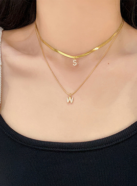 小众设计高级感字母蛇骨项链女