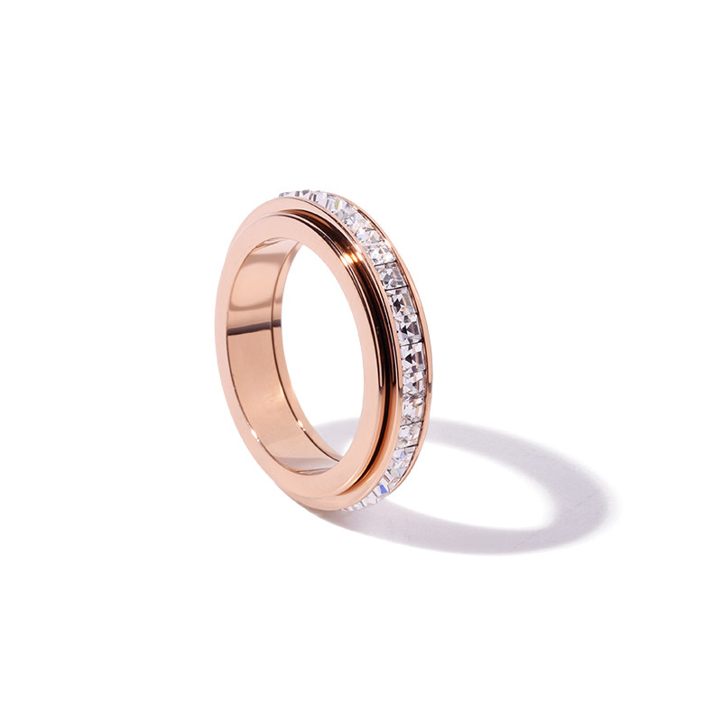 ROTATABLE  JAPANESE AND KOREAN PERSONALITY HIPSTER RINGS TITANIUM STEEL ROSE GOLD INDEX FINGER RINGS INTERNET CELEBRITIES SIMPLE STUDENT TEMPERAMENT TRENDY BRANDS