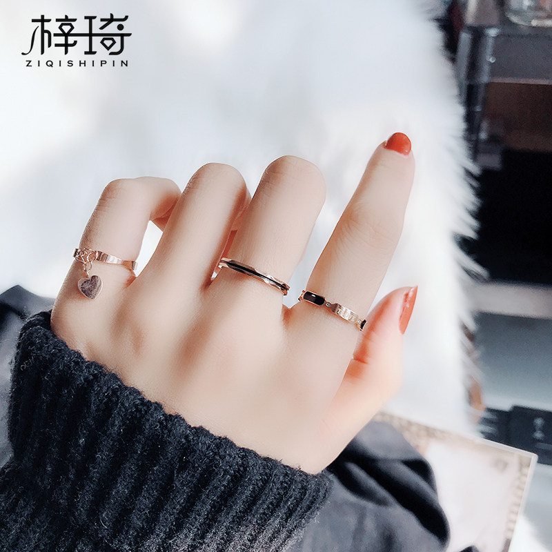 COLD WIND TITANIUM STEEL INDEX FINGER RING RING WOMENS BLACK FASHION THIN RING JAPANESE AND KOREAN PERSONALITY HIPSTERS INS INTERNET CELEBRITIES STUDENTS