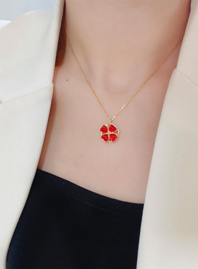 小众设计感可旋转四叶草项链女