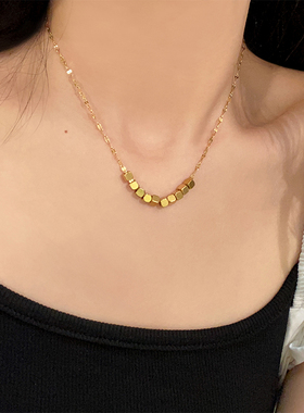 轻奢小众八方来财小方糖项链女