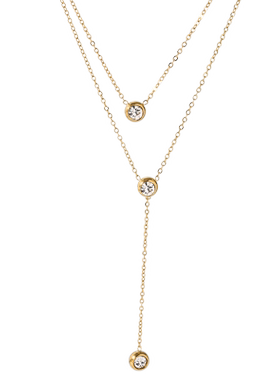 梓琦极简双层水钻项链女毛衣链韩国个性简约气质颈链锁骨链冷淡风