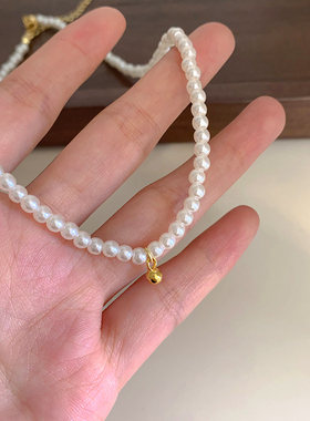 法式复古珍珠圆珠项链女